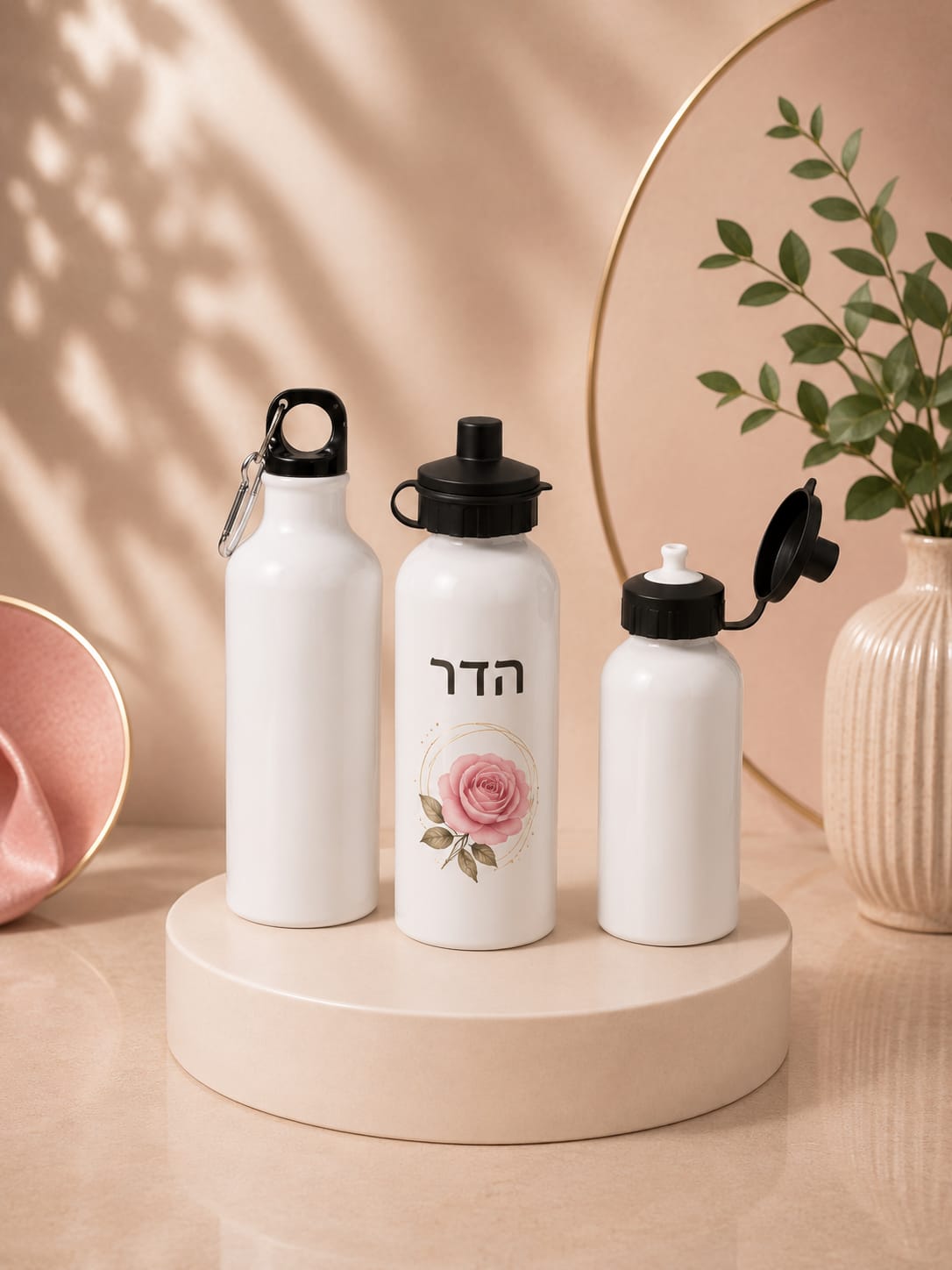 בקבוק אלומיניום עם סגירה ושאקל 600 מ"ל