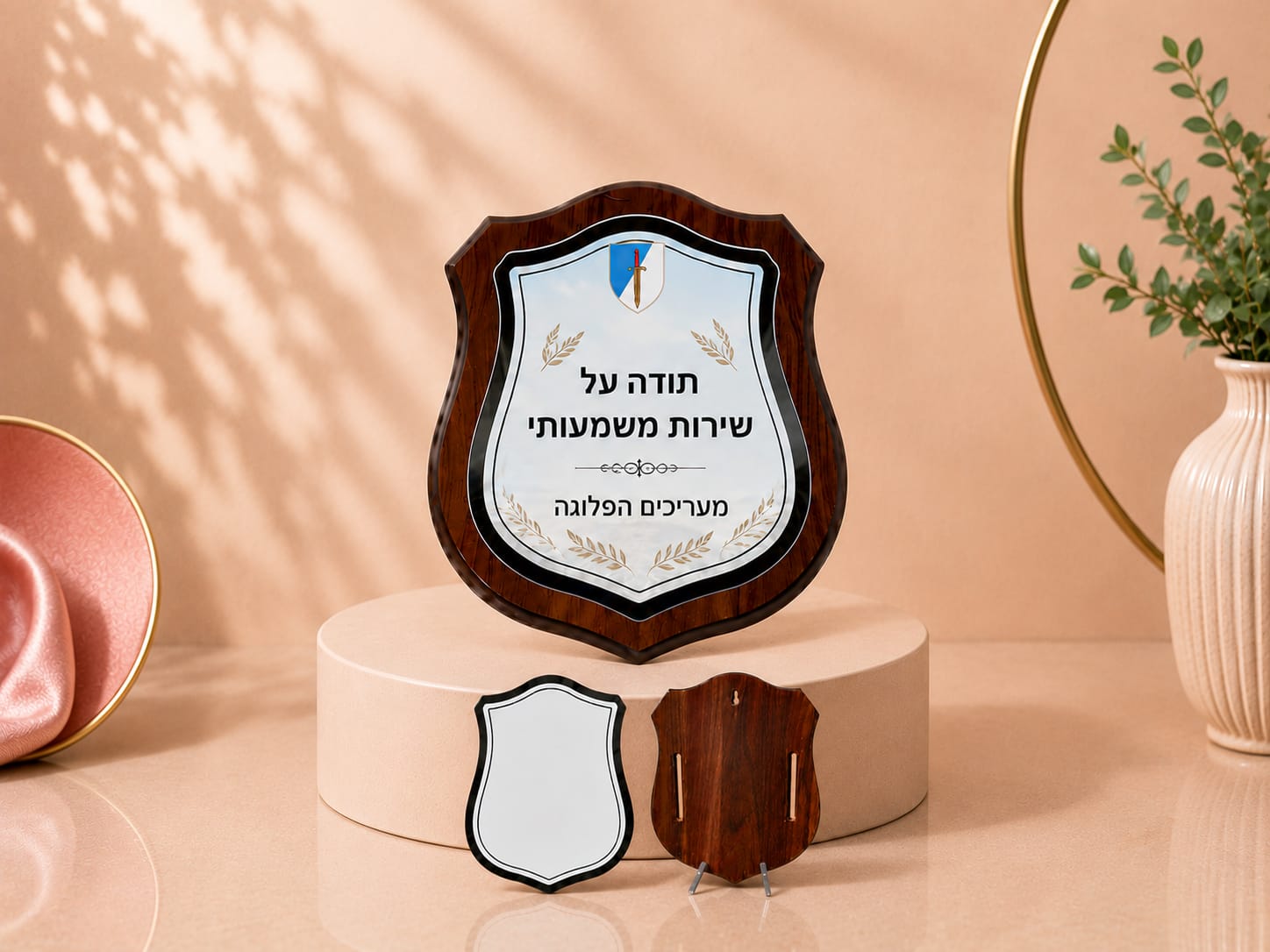 מגן עץ עם זכוכית
